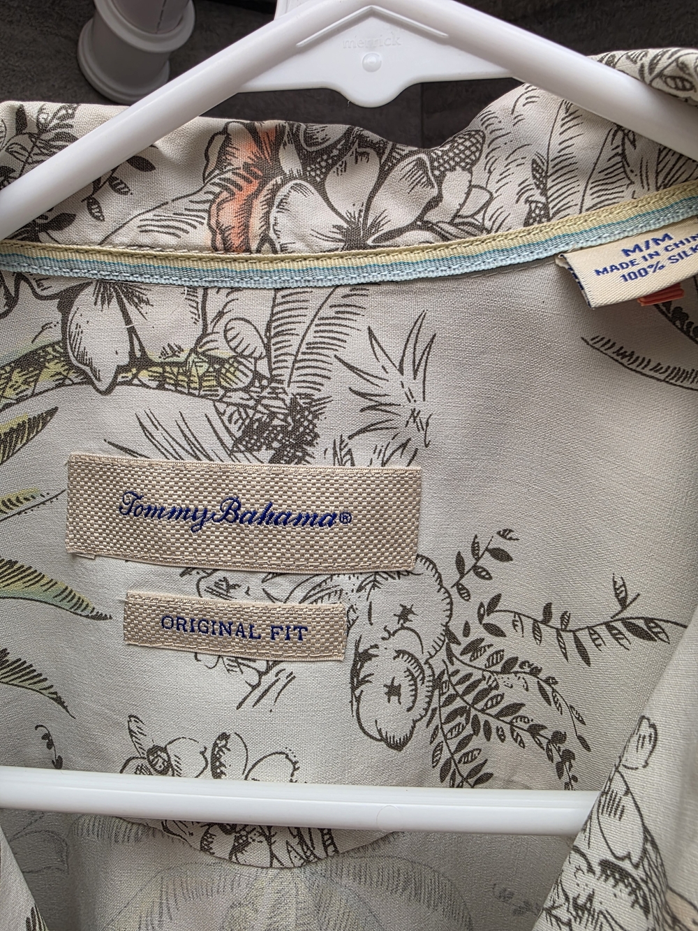 Tommy Bahama Mens Cream Floral Silk Shirt - Cream